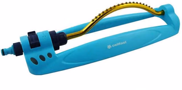 Cellfast 18 Hole Oscillating Hose Pipe Water Sprinkler with Flow Control, Blue