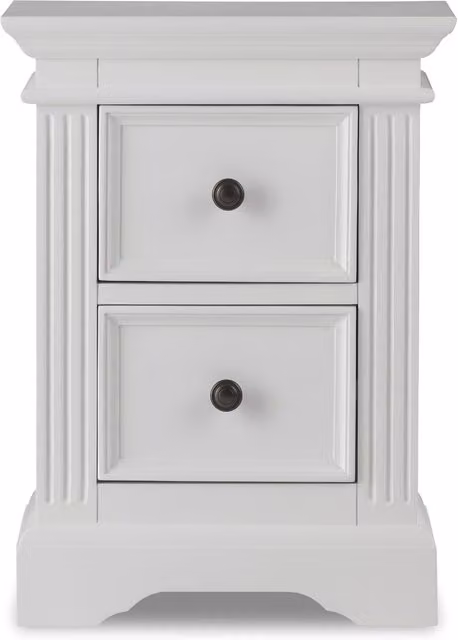 Gainsborough White Lacquered Bedside Table with 2 Drawers