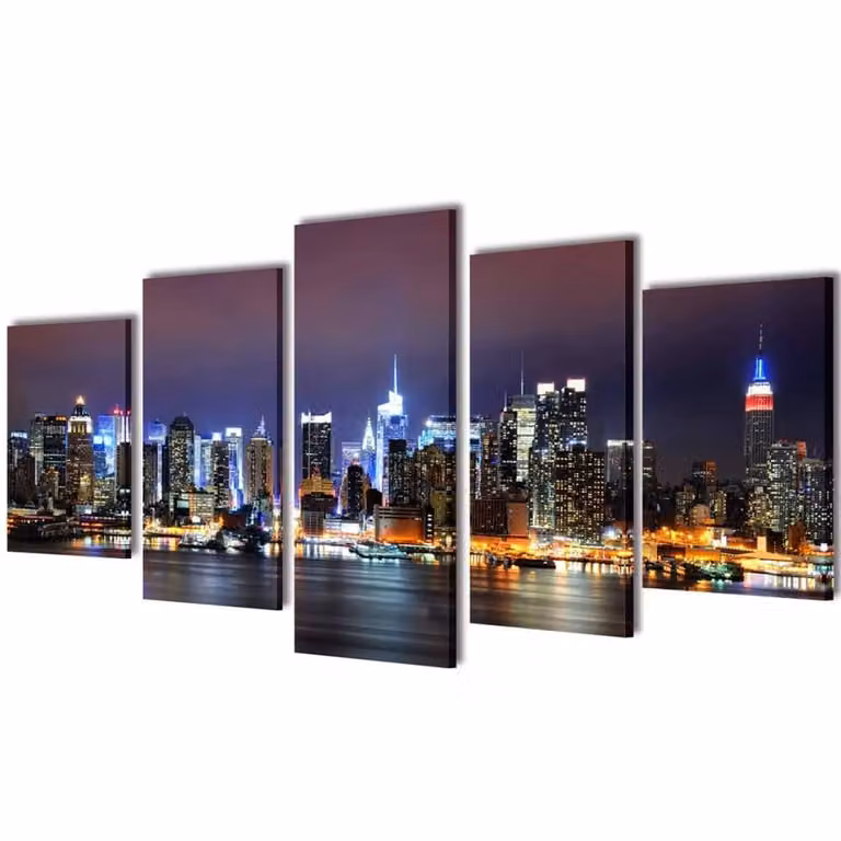Berkfield Home Modern New York Skyline Canvas Wall Print Set, Multicolour, W: 200 cm, H: 100 cm