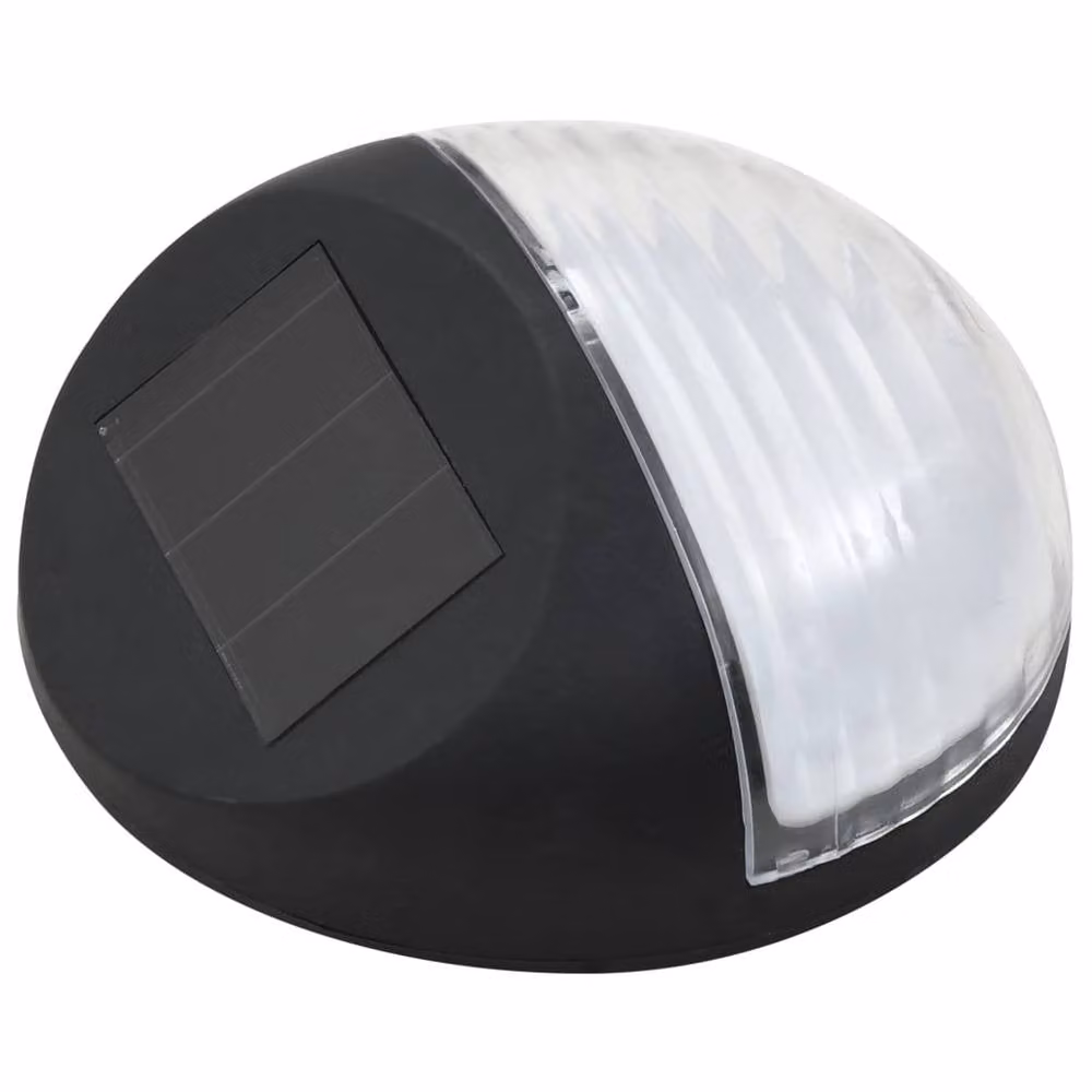 Berkfield Home 12 Piece Set of Round LED Solar Outdoor Wall Lamps in Black – 3