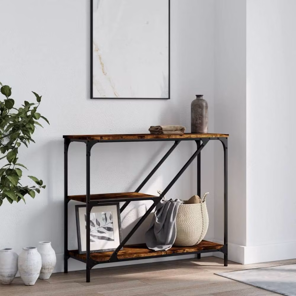 Berkfield Home Smoked Oak Console Table in Brown, W/D/H: 88.5 x 30 x 75 cm – 2