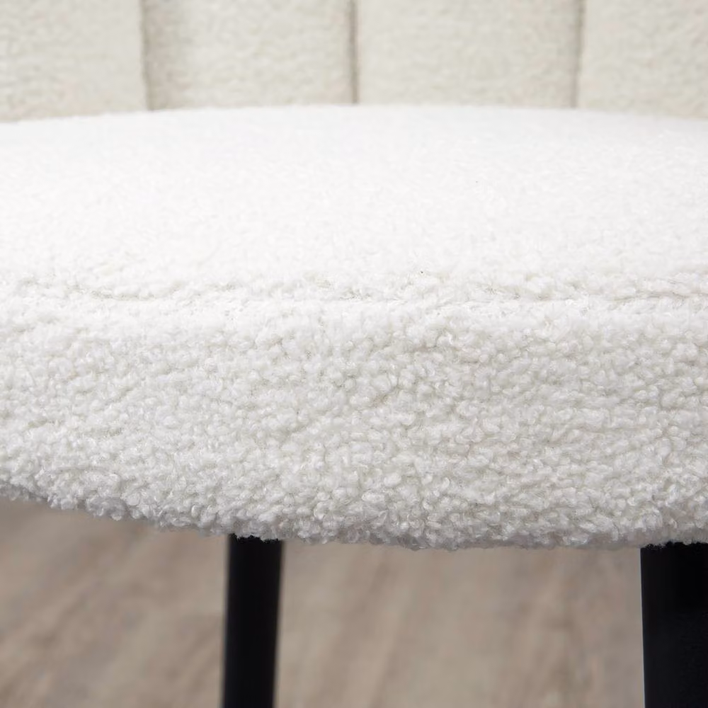 ERGOVEXA Set of 2 Curved Boucle Shell Bar Stools in Cream – 7