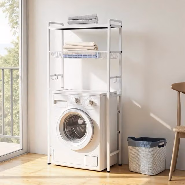 Lifeideas Metal Bathroom Storage Rack in Matt White