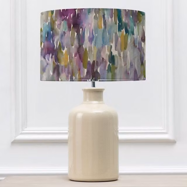 Voyage Maison Elspeth Ceramic Table Lamp with Enchanted Forest Eva Lampshade in Beige and Multicolour
