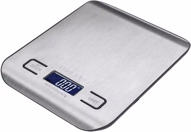 Kelvenix Digital LCD Kitchen Food Scale, 10kg Capacity with 1g Precision in Silver – 1