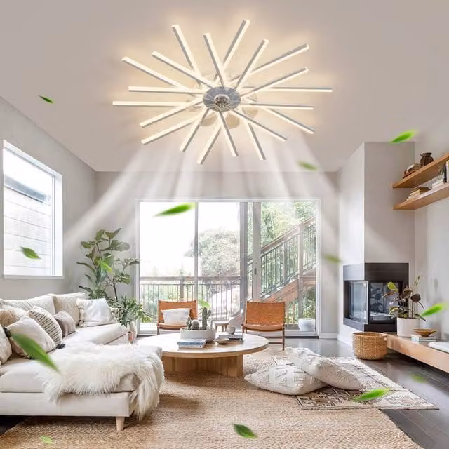 NIVOR 20 LED Linear Dimmable Reversible Ceiling Fan with Remote Control and Lights in White