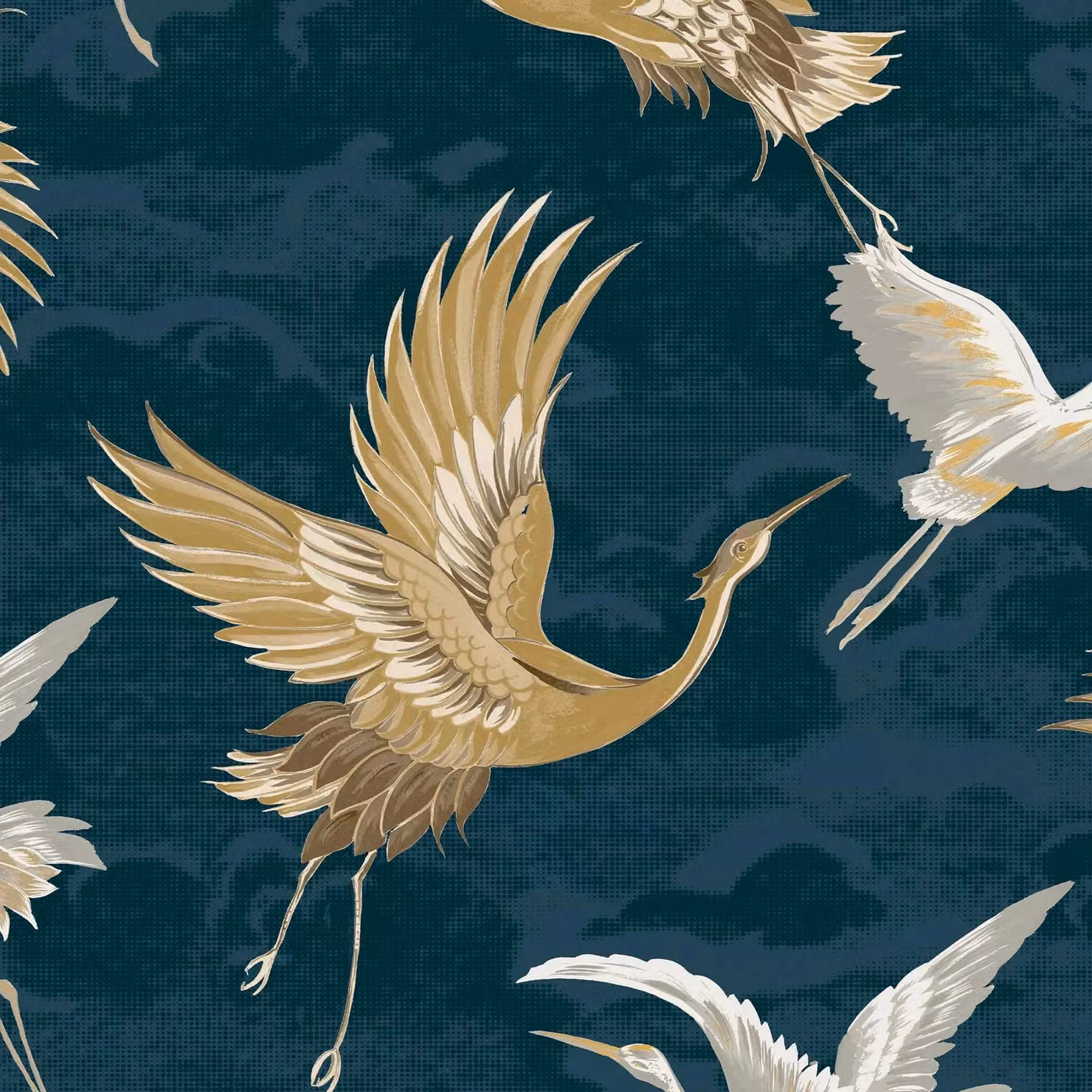 Graham & Brown Kranes Floral Petrol Blue and Gold Textured Vinyl Wallpaper, Width: 52 cm – 3