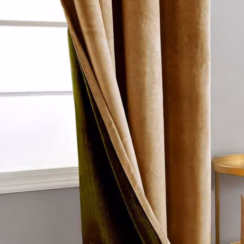 Happy Homewares Yellow Velvet Blackout Eyelet Curtains, 2 Panels, W: 117 cm, Drop: 137 cm – 2