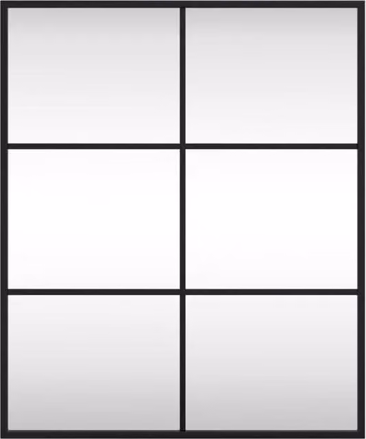 Berkfield Home Black Rectangular Metal and Glass Wall Mirror W: 50 cm, H: 60 cm – 1