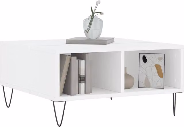 Berkfield Home White Decorative Square Coffee Table, W/D/H: 60 x 60 x 30 cm