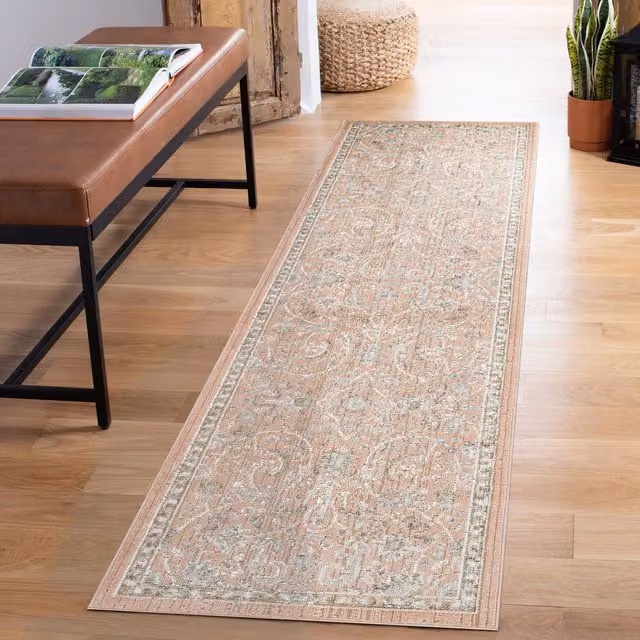 Desire Rugs Maia Traditional Floral Oriental Area Rug, Coral/Red/Multicolour, W: 220 cm