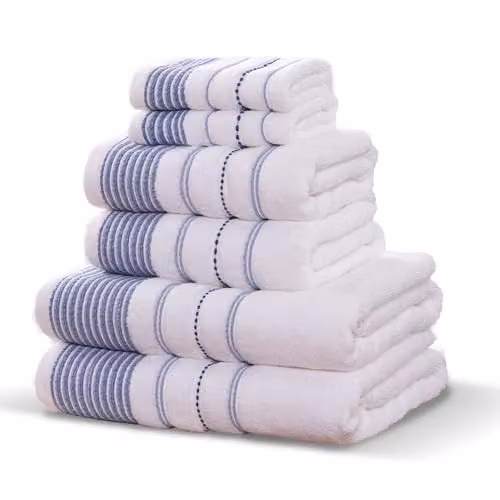 Rapport Home Dakota Stripe 6-Piece Cotton Towel Bale in Blue and White – 1