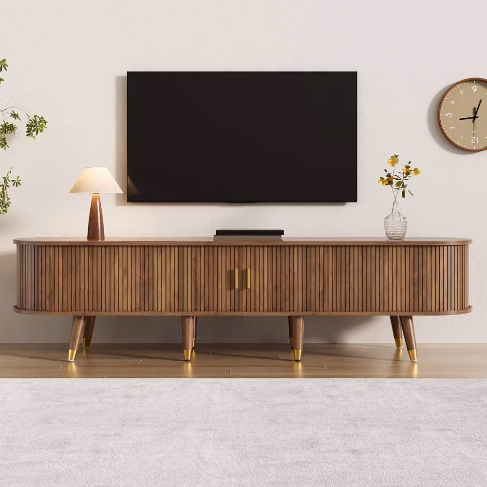 Matteo Country Style Walnut Look TV Cabinet in Brown with Gold Accents, W/D/H: 175 x 45 x 38 cm – 2