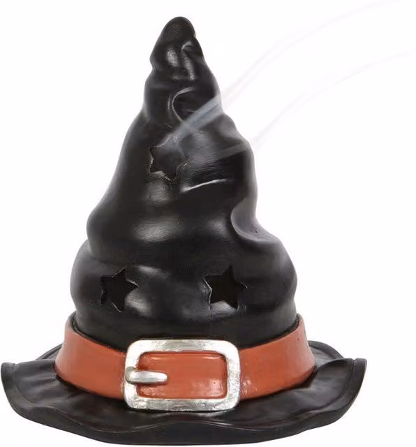 KDMD Black Ceramic Witch Hat Incense Cone Burner for Tabletop Use