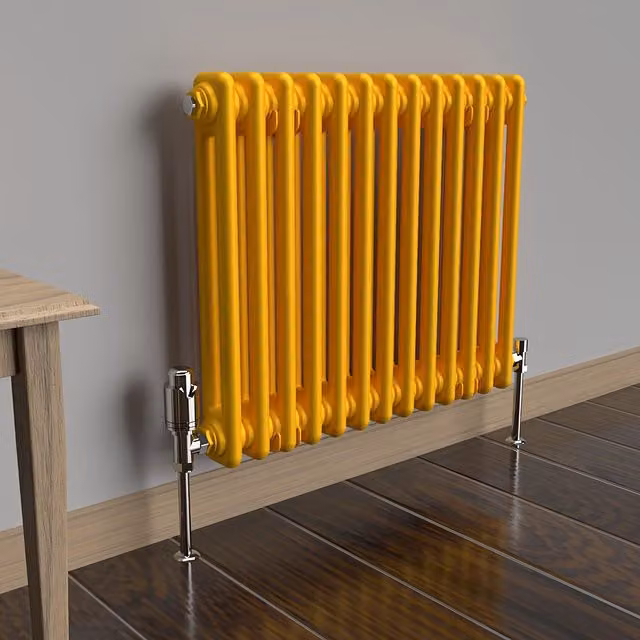 Lux Heat Horizontal 2 Column Steel Radiator in Yellow, W: 60.5 cm, H: 50 cm