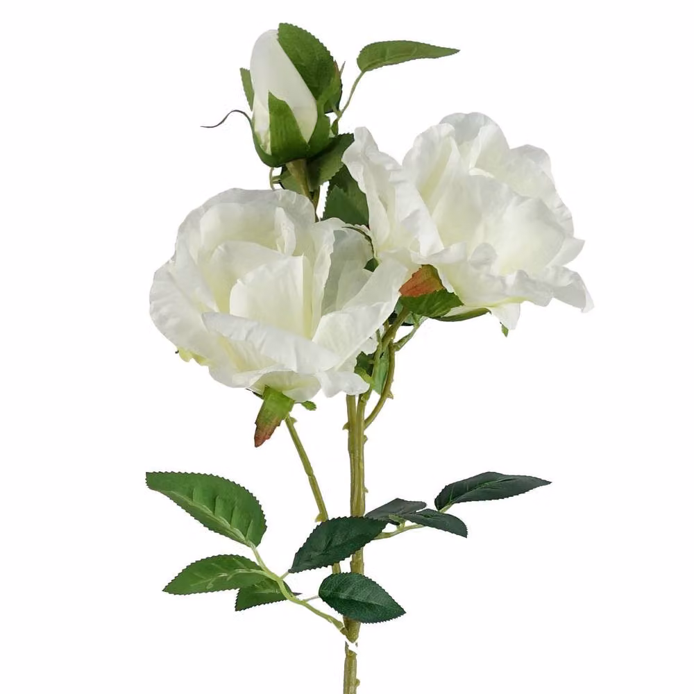 Leaf Pack of 6 Premium Artificial White Rose Stems with 18 Flowers, Height: 80 cm – 2