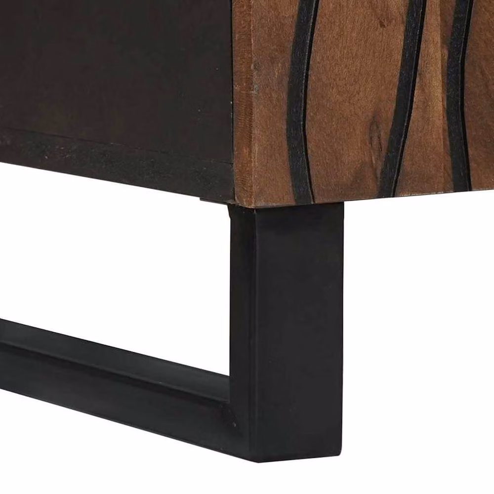 Berkfield Modern Mango Wood Home Media Storage Cabinet, Brown, W: 60 cm, D: 33.5 cm, H: 75 cm – 4