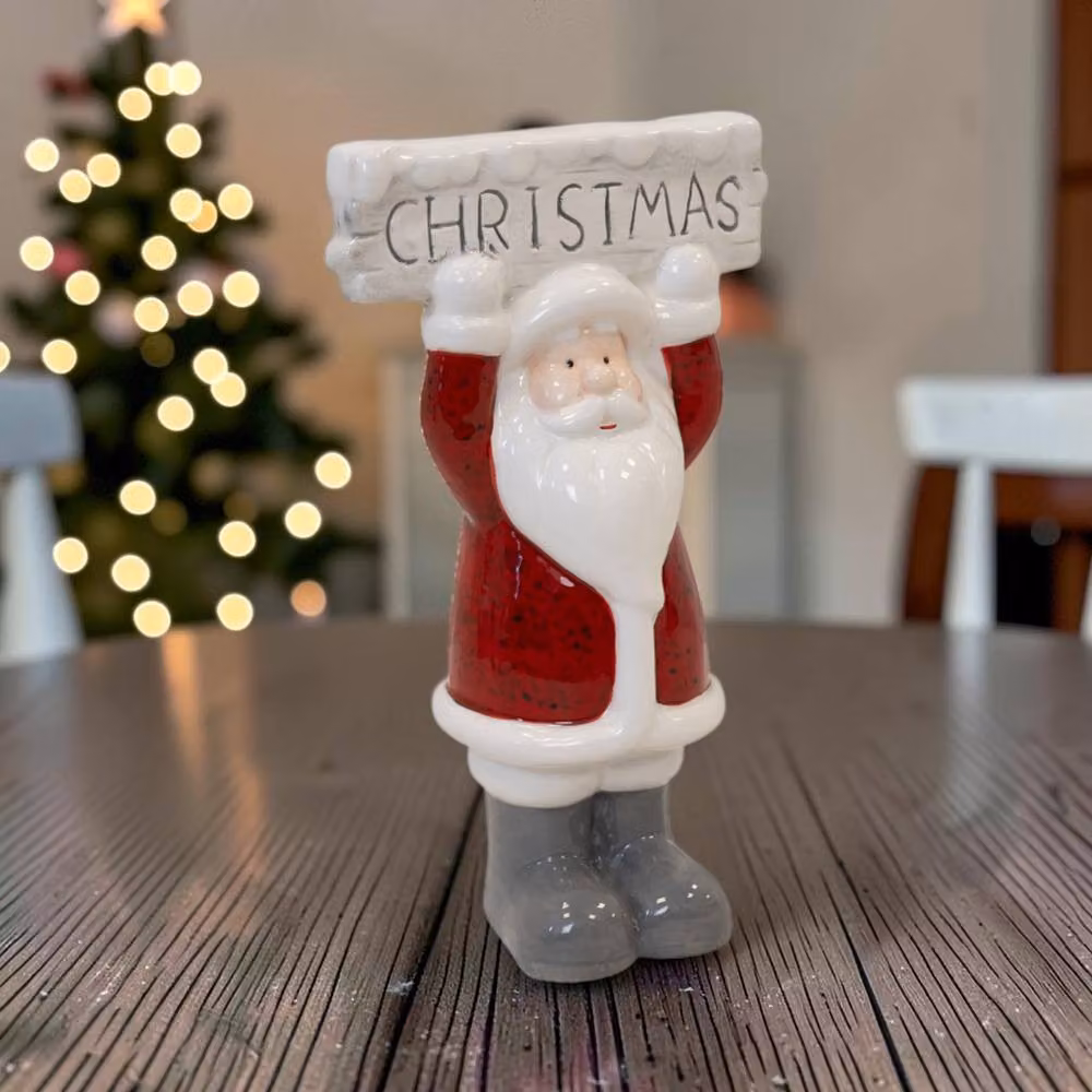 Four Candle White and Red Santa Christmas Tabletop Ceramic Decoration, Height: 22 cm – 2