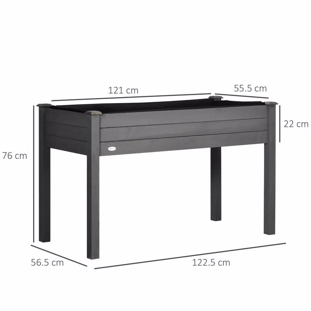 OUTSUNNY Wooden Raised Bed Garden Planter, Dark Grey, W/D/H: 76.0 x 55.5 x 55.5 cm – 3