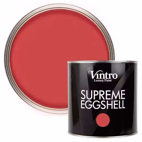 Vintro Red Poppy Water Based Satin Gloss Eggshell Paint for Interior and Exterior Walls, Wood and Trim, 2.5 l