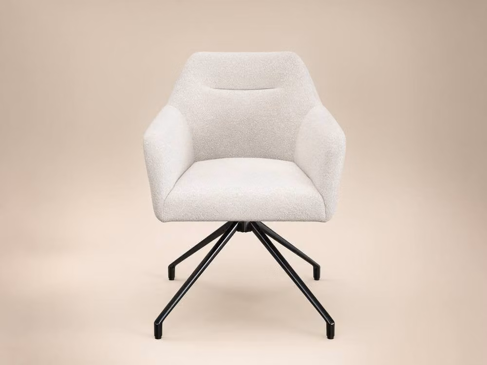 Solace+Co Isla Set of 2 Cream Bouclé Swivel Dining Chairs with Armrests – 5