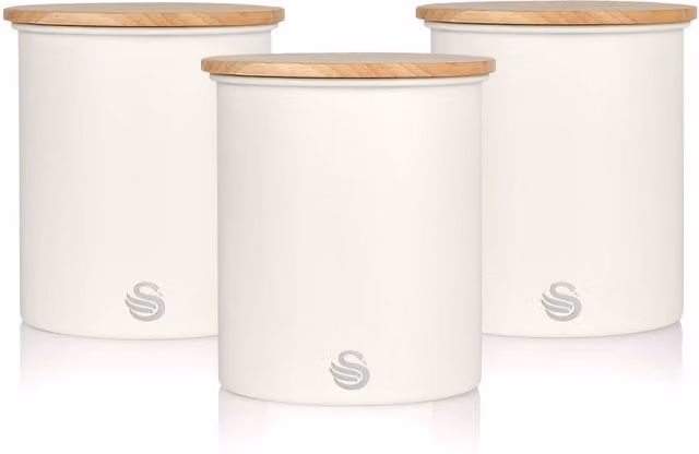 Swan Set of 3 Airtight and Leakproof Canisters in Grey and White