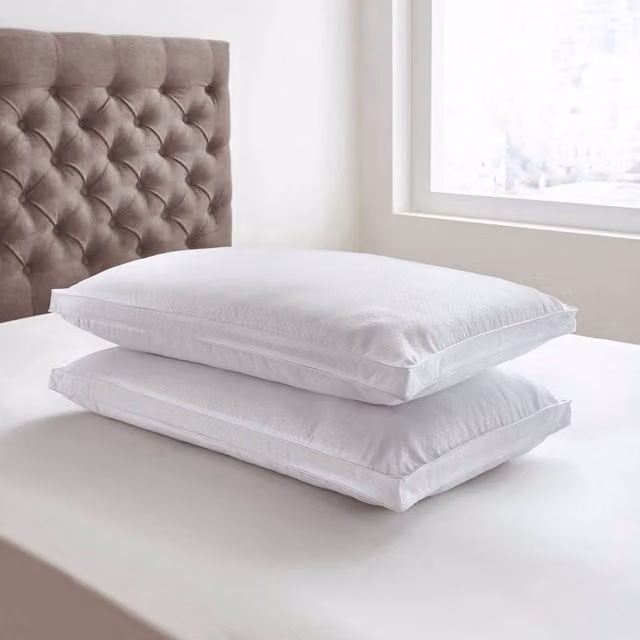 Bedeck Platinum Collection Microcheck Soft White Polyester Hollow Fibre Pillow Pair