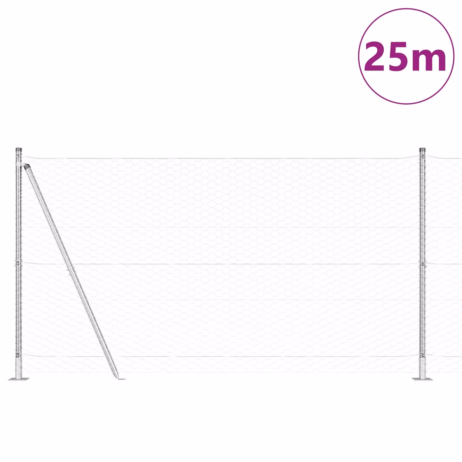 Berkfield Home Galvanised Steel Fencing Set of 2 in Silver/Grey, W: 25 m x H: 1.2 m – 2