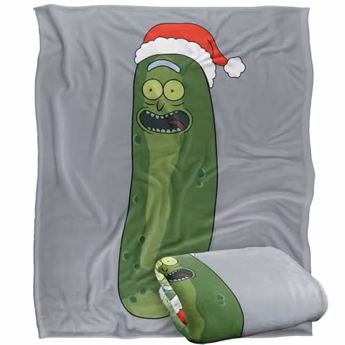 Warner Bros. Rick and Morty Merry Rickmas with Pickle Rick Super Soft Fleece Throw Blanket, Multicolour, W: 152 cm, D: 127 cm
