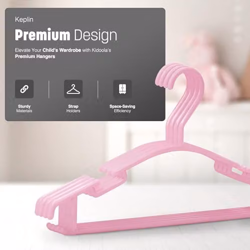 KEPLIN 36 Pack Non-Slip Plastic Childrens Hangers in Pink – 3