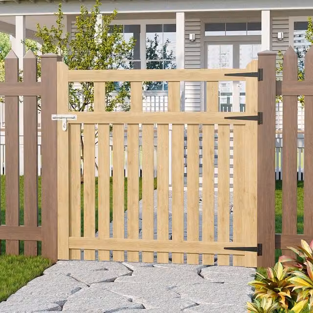Lifeideas Wooden Garden Gate with Door Bolt in Yellow and Brown, Width: 120 cm