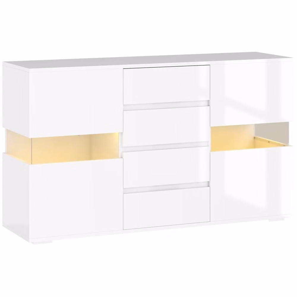 Wyld Haus Latoli High Gloss White Sideboard with Integrated LED Lighting and 4 Soft Close Drawers – 2