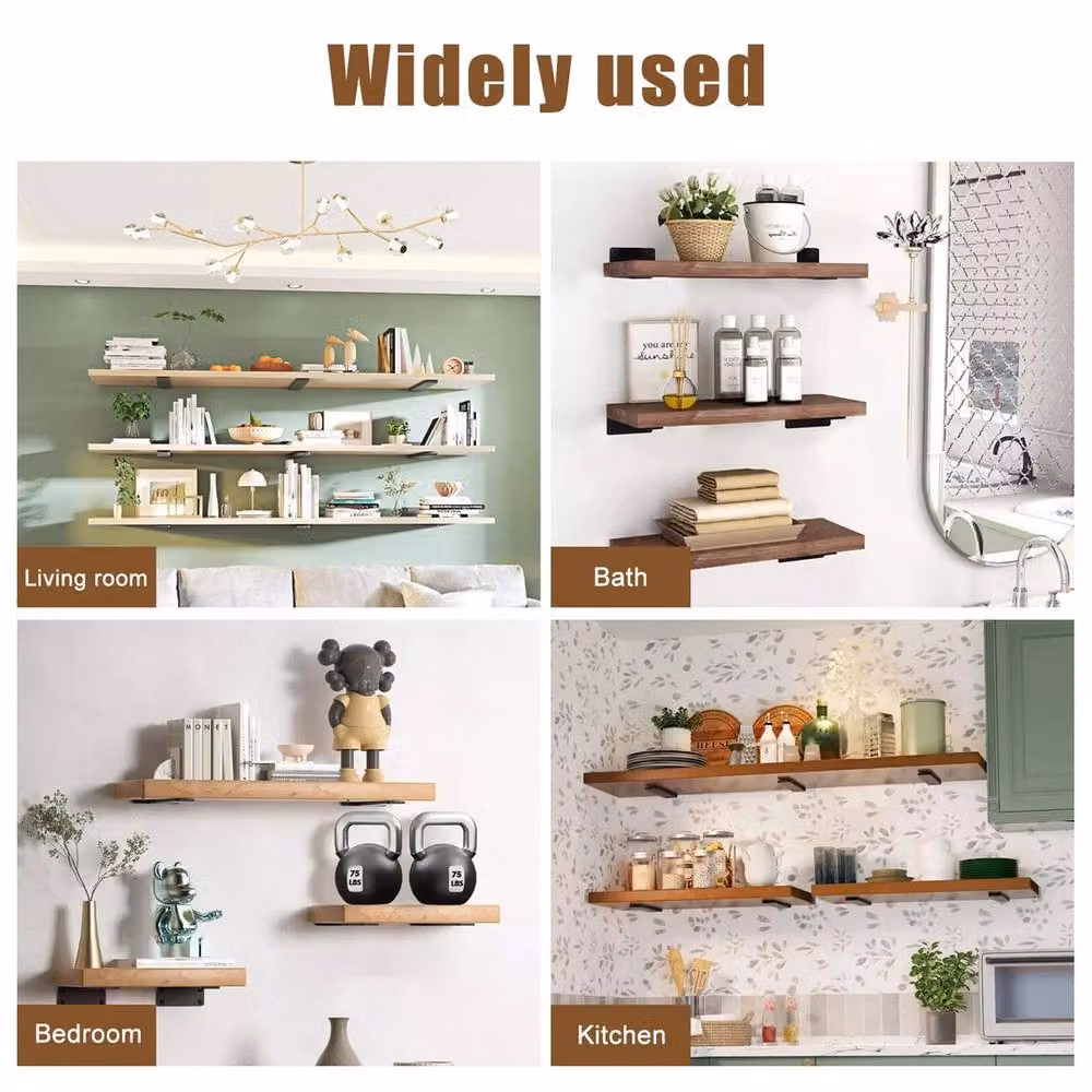 EONLION 6 Pack Matt Black Steel Floating Shelf Brackets – 4