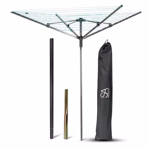 Tanness 4 Arm Rotating Clothes Airer with 45m Washing Line in Black – 1