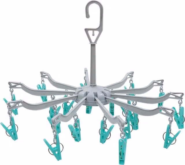 JVL 10 Arm Folding Sock Dryer with 20 Pegs in Grey