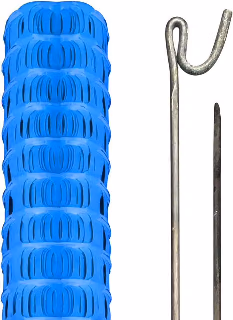Pegdev Blue Plastic Mesh Barrier Fencing with Steel Pins 100m