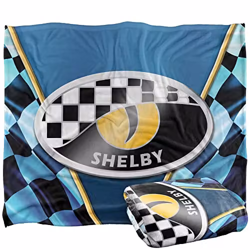 LOGOVISION Shelby Cobra Eye Logo Super Soft Fleece Throw Blanket, White, W/D/H: 152 x 127 cm