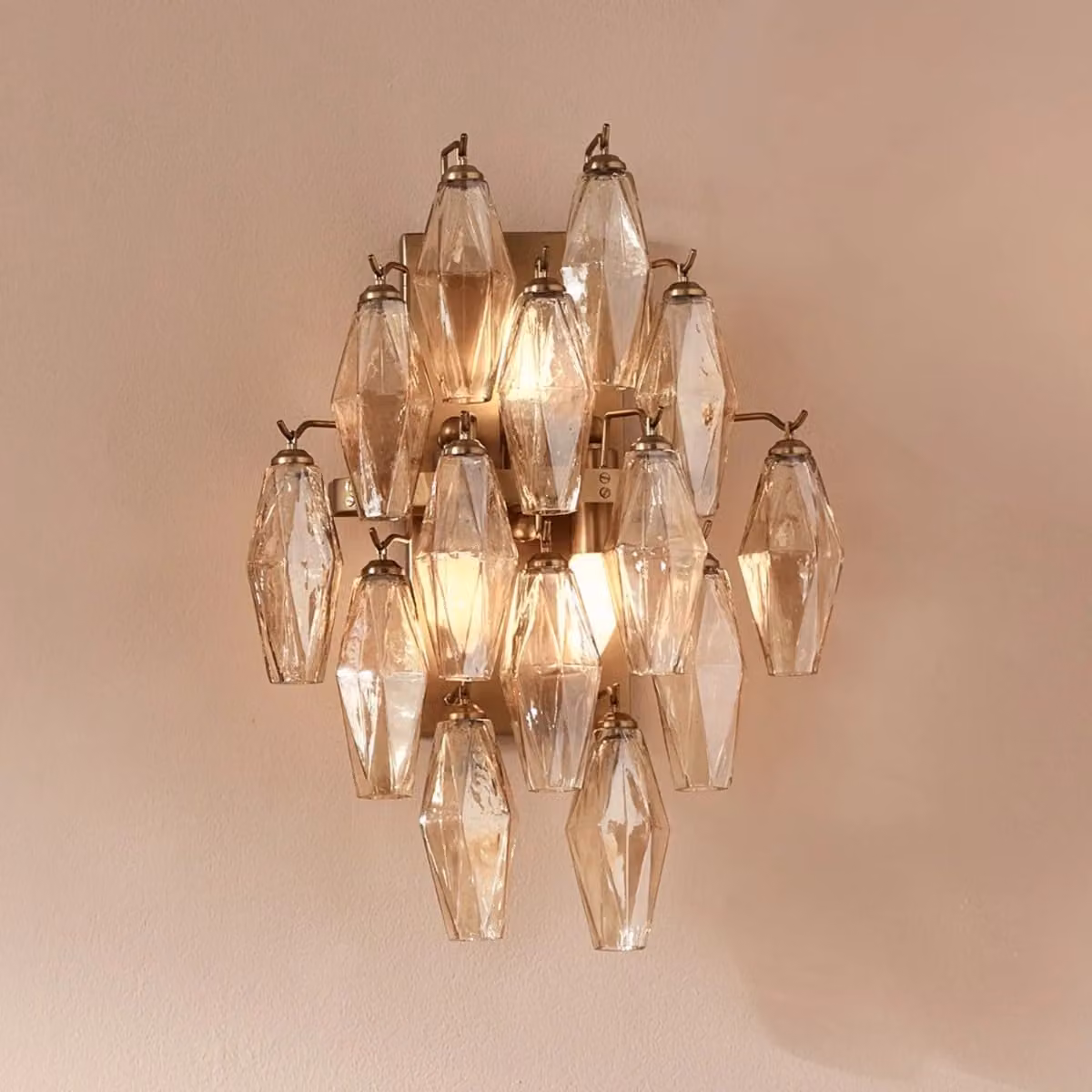 Atkin & Thyme Oriana Glass Wall Light in Transparent and Gold/Brass