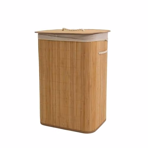 Libbi Lou Bamboo Laundry Basket with Lid and Handles, 72L, Brown, W: 60 cm, D: 40 cm, H: 30 cm