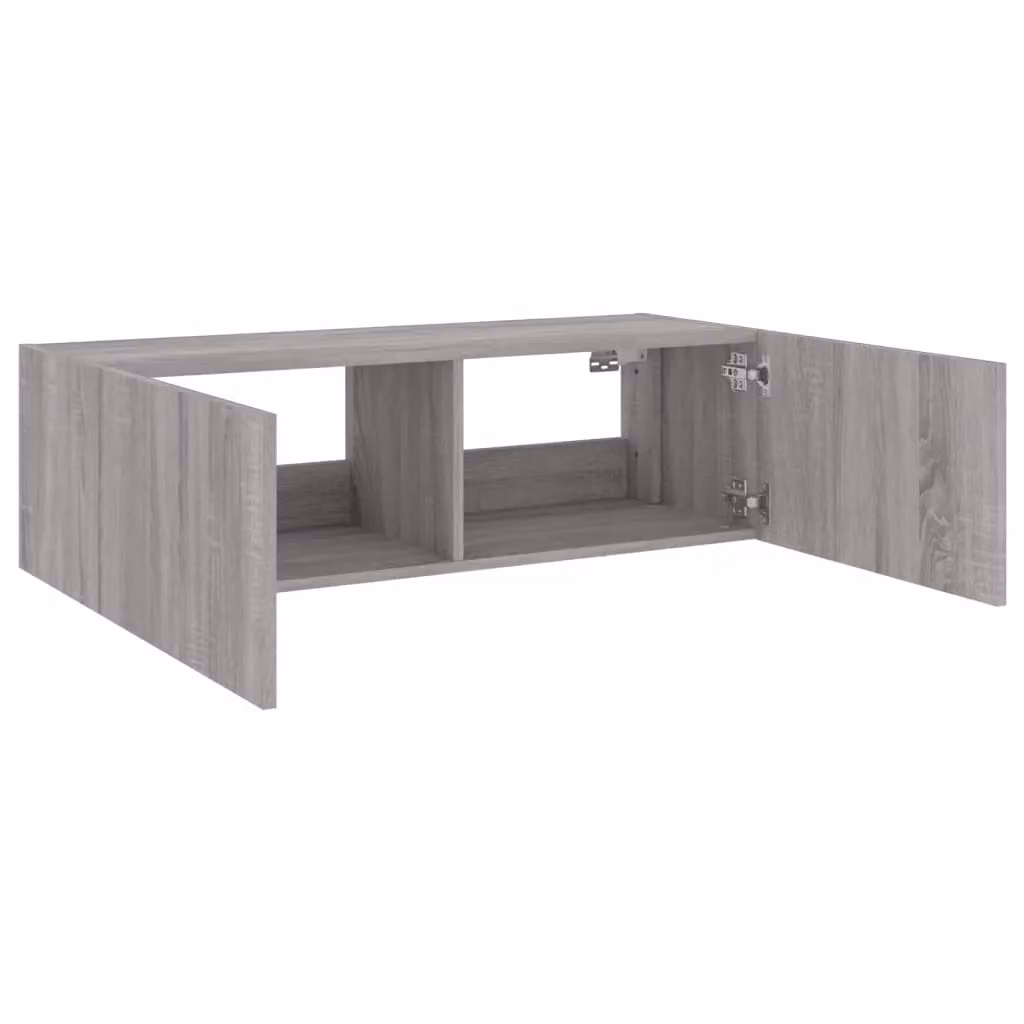 Berkfield Home Modern Wall Mounted TV Cabinet with Integrated LED Lights in Grey Sonoma, W/D/H: 100 x 35 x 31 cm – 5