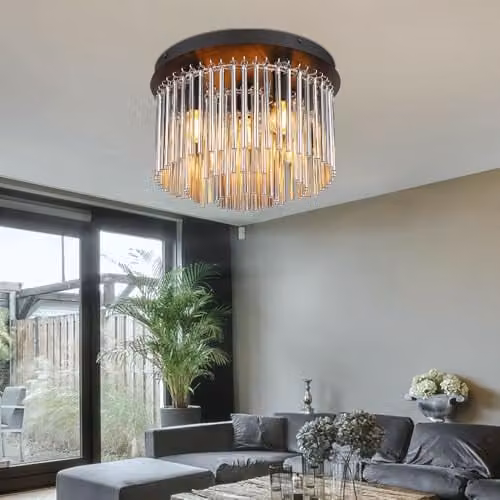 Netlighting Gorley Modern Ceiling Light in Black and Chrome with Smoke Glass Shade, Diameter: 32 cm – 2