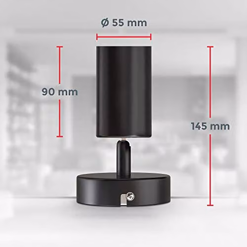B.K.Licht Modern Black Metal Ceiling and Wall Spotlight, Adjustable Round GU10 Lamp, W/D/H: 9 x 9 x 9 cm – 6