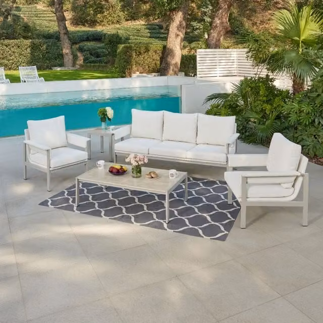 Home Detail Valetta Aluminium Conversation Set in Grey and White