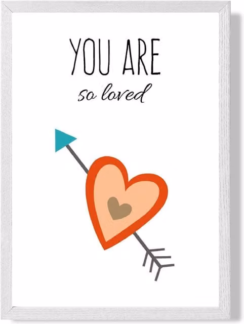ARTZE You Are So Loved Orange Tribal Quote Framed Print in White, A3
