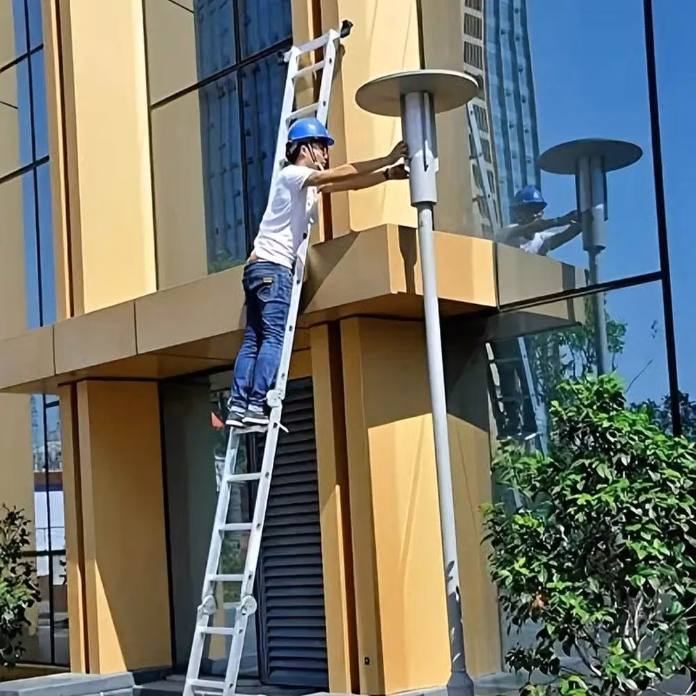 VOGREX 4.7m Heavy Duty Aluminium Telescopic Ladder in Silver – 2