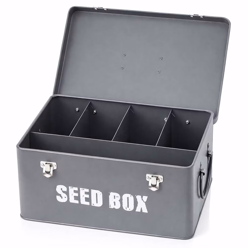 Simpa Vintage Style Metal Seed Packet Storage Box in Grey – 2