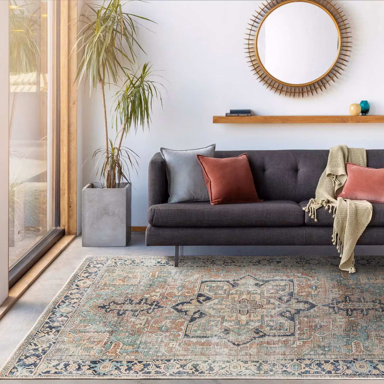 Livabliss Kemer Washable Vintage Boho Living and Dining Room Rug in Green, Blue and Brown, W: 200 cm, D: 275 cm – 4