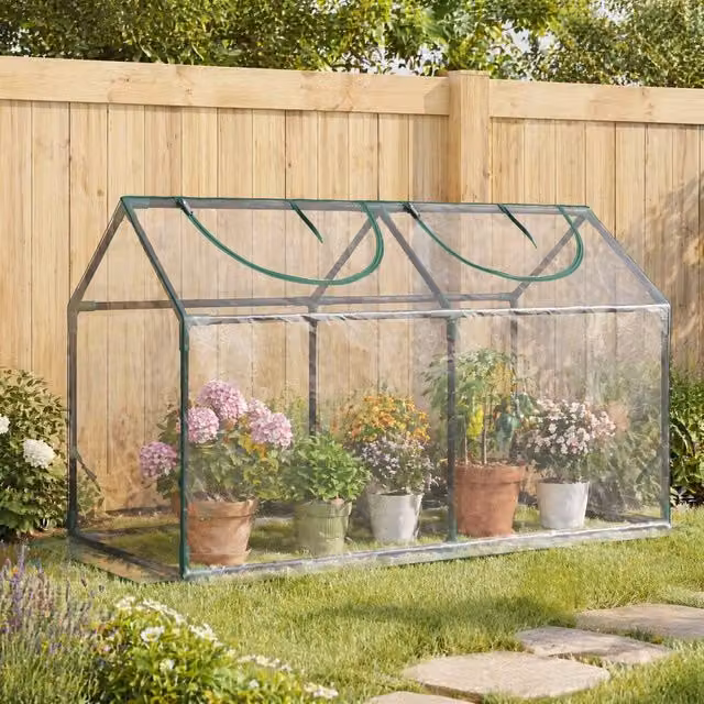 STILVORA Mini Greenhouse with Roll-Up Windows, Clear, W/D/H: 120 x 60 x 60 cm