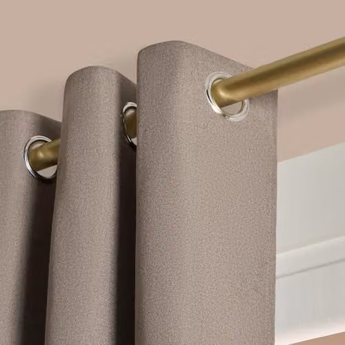 OHS Taupe Blackout Eyelet Curtains, 2-Panel Thermal Insulated Woven Fabric Set, Width: 167 cm, Drop: 228 cm – 2