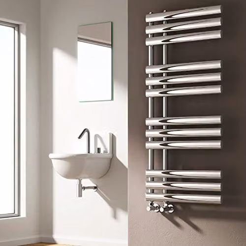 Bathroom Kingdom Chisa Chrome Designer Flat Panel Heated Towel Rail, Silver, H: 113 cm, W: 50 cm – 3